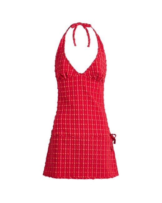 Peachy Den Red Cindy Halter Skort Dress