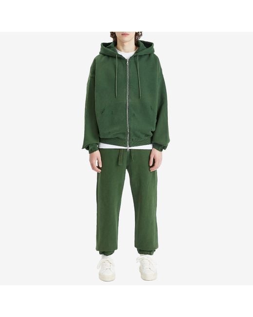 Cole Buxton Green Distressed Removed Pocket Zip Hoodie for men