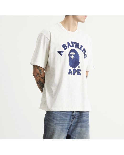 A Bathing Ape Blue Washed Cloud Camo T-Shirt for men