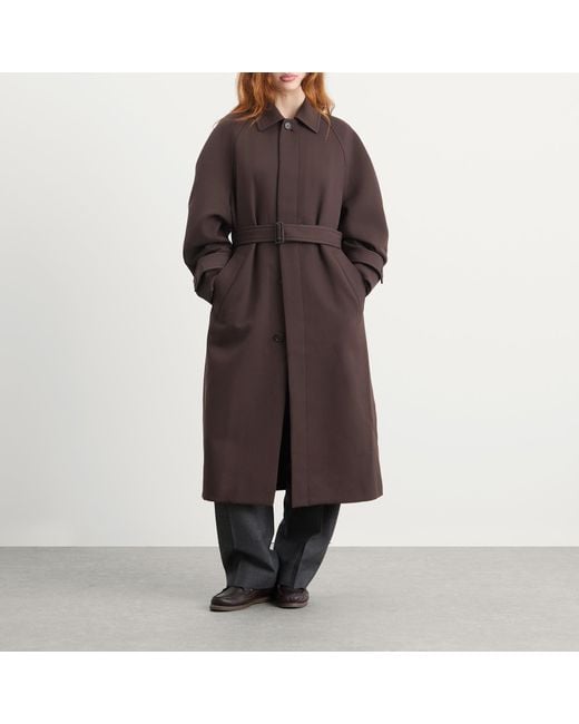 AURALEE Twisted Double Cloth Coat in Brown | Lyst