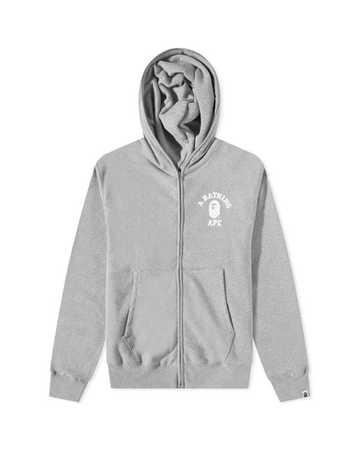 A Bathing Ape Gray College Relaxed Fit Full Zip Hoody for men