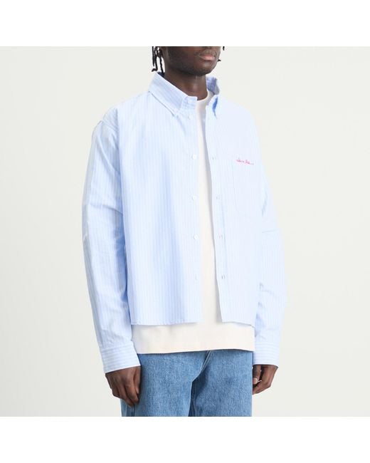About Blank Blue Oxford Script Shirt for men
