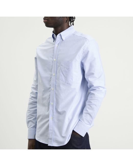 Portuguese Flannel Blue Belavista Button Down Oxford Shirt for men
