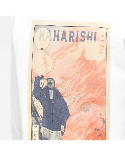 Maharishi White Long Sleeve Firefighter Print T-Shirt for men