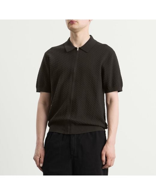 NN07 Black Gustav Full Zip Polo for men