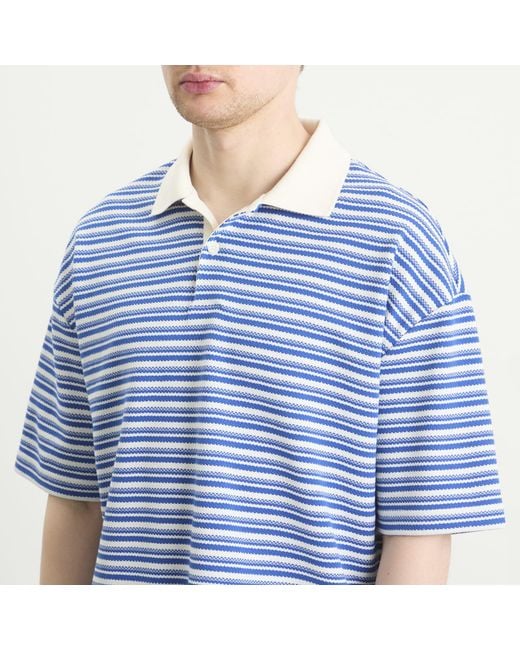 A.P.C. Blue Ruben Jacquard Stripe Polo for men