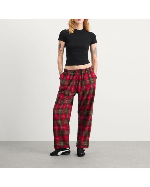 SUNDAYFRUITMARKET Red Sunday Check Trousers