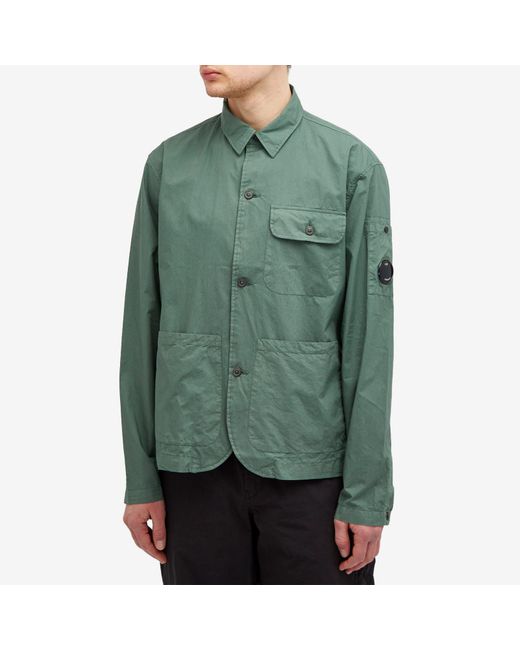 C P Company Green Popeline Workwear Shirt for men