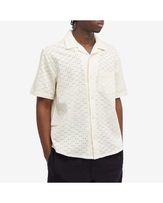 Corridor NYC White Floral Eyelet Vacation Shirt for men