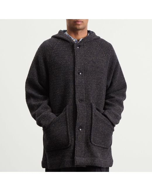 Folk Black Hooded Car Coat for men