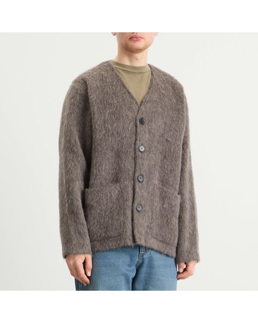 Our Legacy Brown Hairy Wool Cardigan for men
