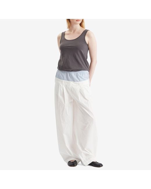Stel White Layered Wide Barrow Leg Trousers