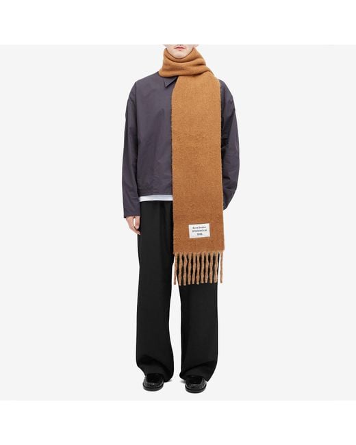 Acne Brown Alpaca Wool Fringed Oversized Scarf