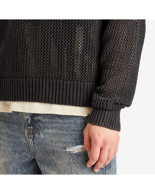 Represent Black Open Gauge Knit Sweater for men