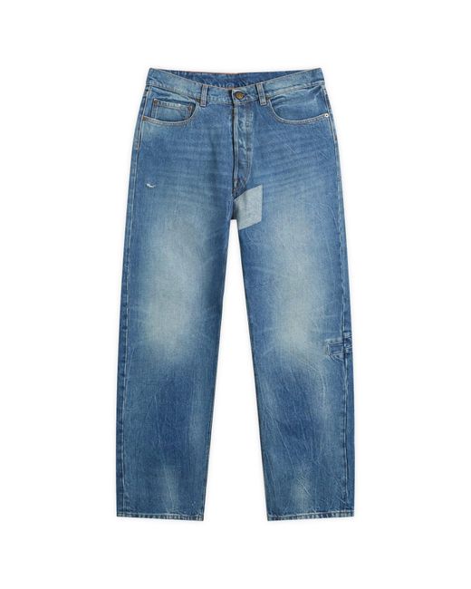 Maison Margiela Blue Straight Leg Vintage Wash Jeans for men