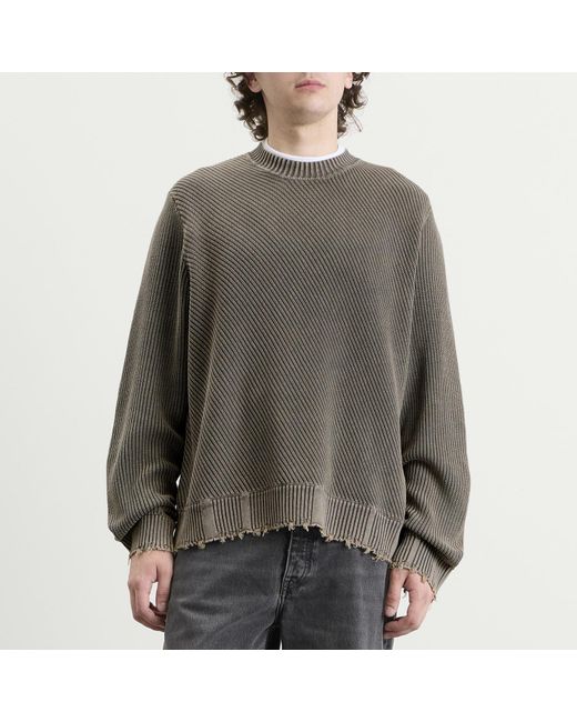 Won Hundred Gray Bently Diagonal Knit Sweater for men