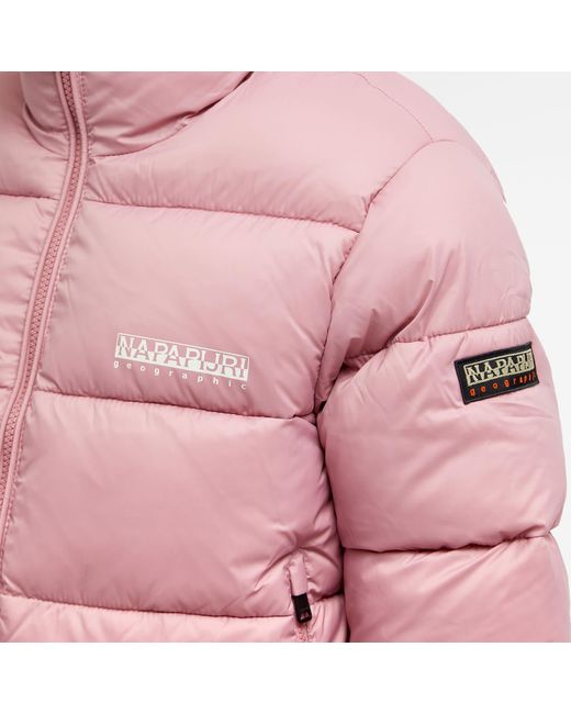 Napapijri Pink Box Logo Puffer Jacket