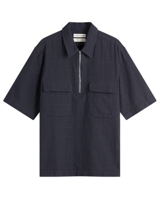 A Kind Of Guise Blue Navin Zip Shirt for men