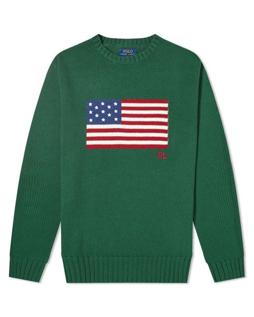 Polo Ralph Lauren Green Flag Intarsia Knit for men