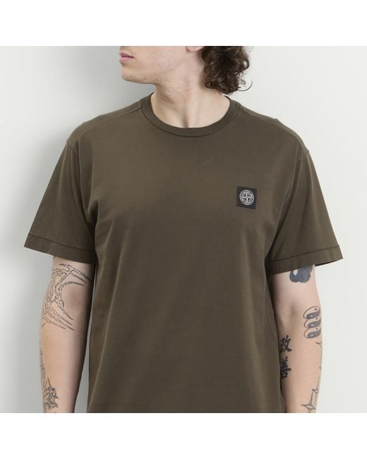 Stone Island Green Patch Logo T-Shirt for men
