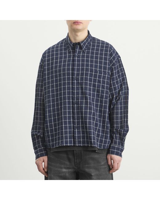 Won Hundred Blue Maza Check Shirt for men