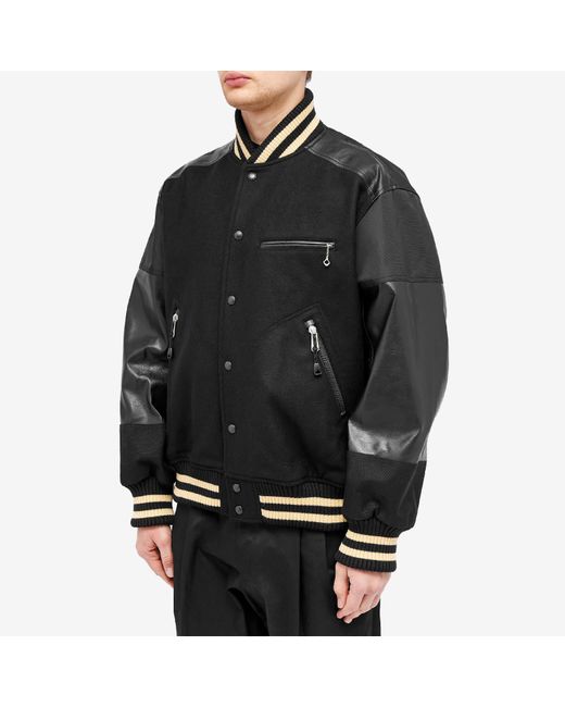 Junya Watanabe Black Junya Watanabe Wool & Nylon Varsity Jacket for men