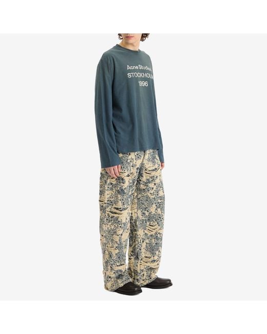 Acne Blue 1981 U Distressed Monogram Loose Fit Jeans for men