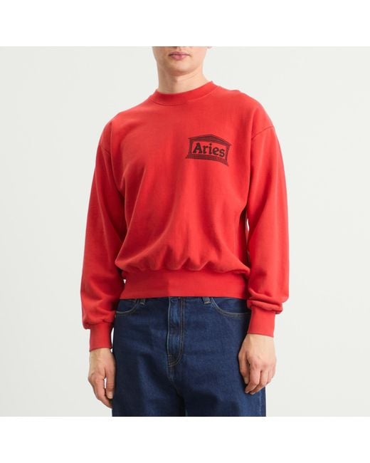 Aries Red Premium Aged Temple Sweatshirt for men