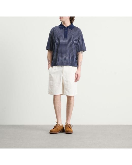 AMI Blue Striped Boxy Fit Polo With Ami De Coeur Patch for men