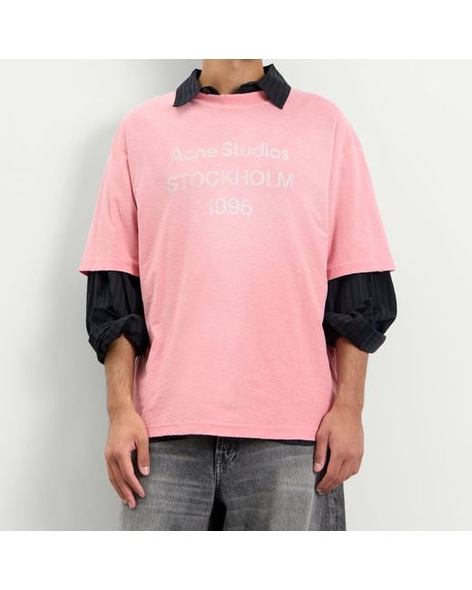 Acne Pink Exford 1996 Short Sleeve T-Shirt for men