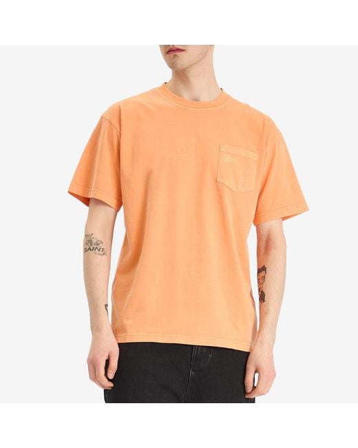 PATTA Orange Basic Washed Pocket T-Shirt for men