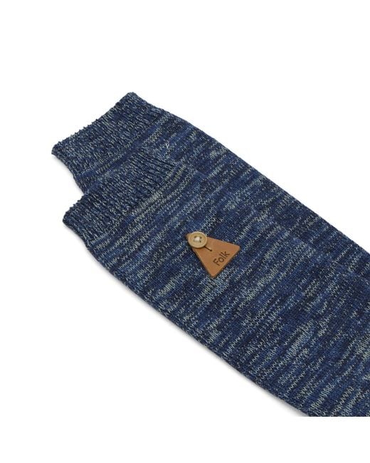 Folk Blue Melange Sock for men