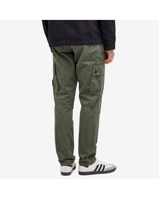 Stone Island Green Brushed Cotton Canvas Cargo Pants for men
