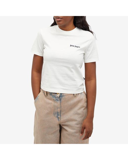 Palm Angels White Classic Logo Fitted T-Shirt
