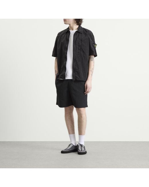 Stone Island Black Nylon Metal Short Sleeve Shirt for men