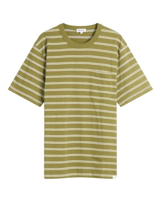 Norse Projects Green Holger Sailor Stripe Pocket T-Shirt for men