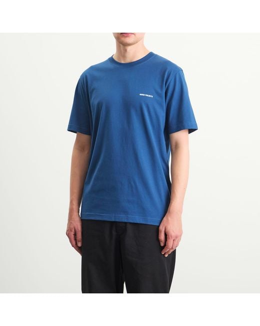 Norse Projects Blue Johannes Organic Norse Logo Print T-Shirt for men