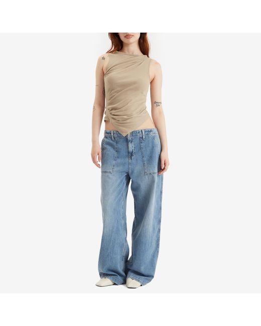 GOOD AMERICAN Blue Lite Linen Denim Pants