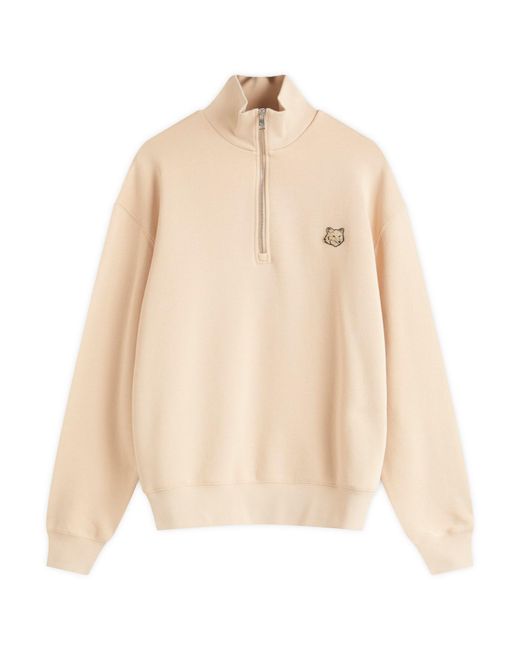 Maison Kitsuné Natural Bold Fox Head Comfort Half Zip Sweatshirt for men