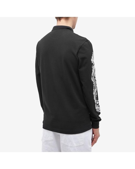 Fred Perry Black X Noon Goons Printed Long Sleeve Polo Shirt for men