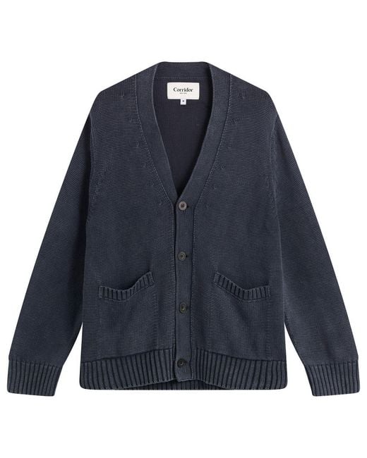Corridor NYC Blue Acid Wash Cardigan for men