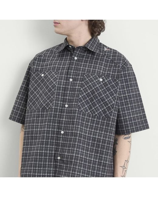 Roa Gray Aair Floweave Printed Check Short Sleeve Shirt for men
