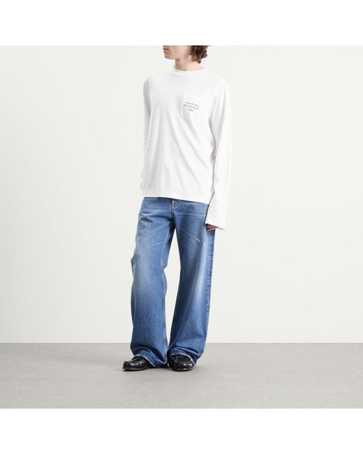 Acne White Long Sleeve 1996 Logo Pocket T-Shirt for men