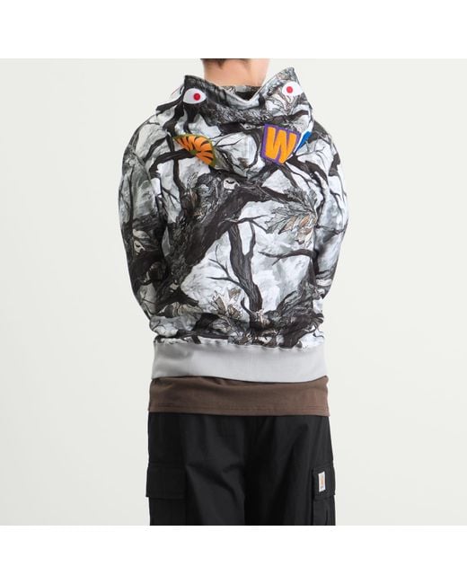 A Bathing Ape Gray Tree Edge Camo Shark Zip Hoodie for men