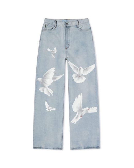 3.PARADIS Blue Freedom Doves Wide Leg Jeans