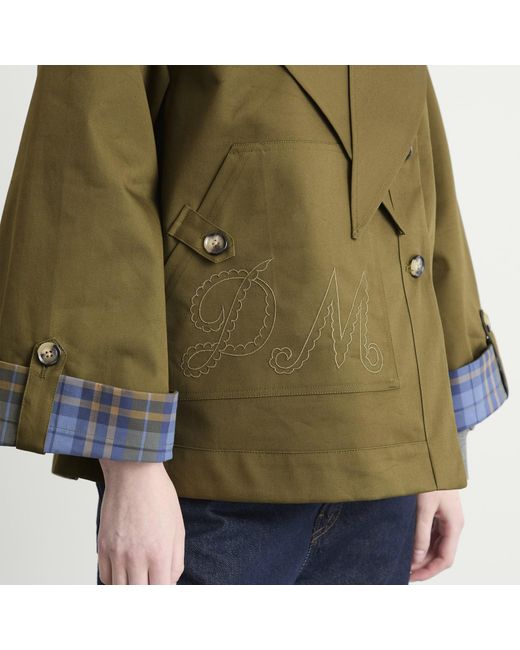 Damson Madder Green Reversible Jerry Crop Trench Coat