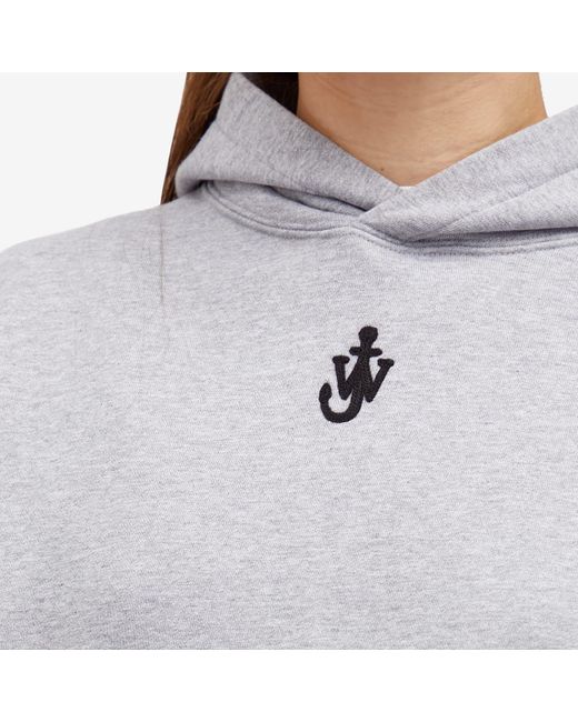 J.W. Anderson Gray Anchor Embroidery Cropped Hoodie