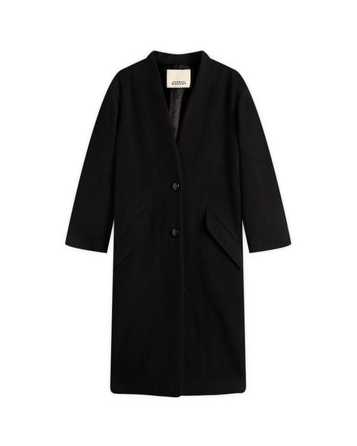Isabel Marant Black Florane Long Wool Coat