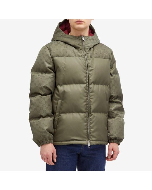Gucci Green Jacquard Gg Down Jacket for men