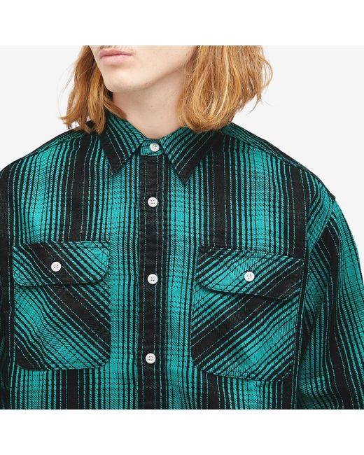 Beams Plus Green Flannel Work Shirt for men
